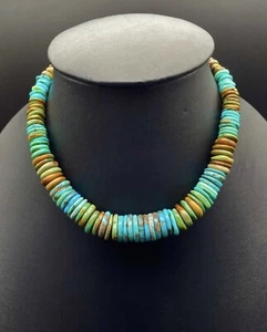 Collar en forma de rosquilla verde turquesa natural Kingman mina de 16"" 5 mm-16 mm - Imagen 1 de 4