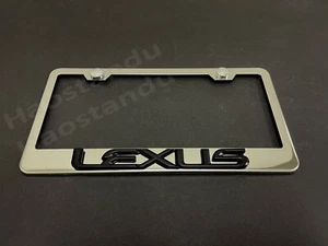 1xBlackLexus 3D Emblem STAINLESS STEEL License Plate Frame RUST FREE + Screw Cap - Picture 1 of 2