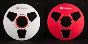 Neu ein Paar Ganzmetall 10,5" rot silber Aluminium Tonbandspule für Spule zu Spule - Bild 1 von 15
