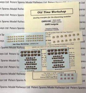Old Time Workshop GWR01/00 GWR Insignia Decals OO Gauge - Picture 1 of 1