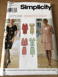 SIMPLICITY PATTERN 7107 CLASSIC FIT MOCK JACKET DRESS ELASTIC WAIST SKIRT 6 8 10 - Picture 1 of 5