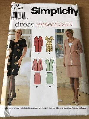 SIMPLICITY PATTERN 7107 CLASSIC FIT MOCK JACKET DRESS ELASTIC WAIST SKIRT 6 8 10 - Image 1 of 4