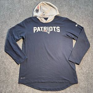 New England Patriots Hoodie Womens Large Blue Pullover NFL Team Dri-Fit Nike