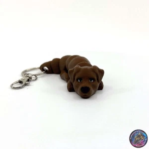 Chocolate Labrador Flexi Fidget Cute Dog Keychain Zipper Pull Articulating 3D - Picture 1 of 7