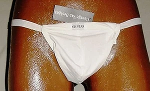 NEW Men's White Thong Bikini G-String Spandex Underwear Size S or L - Picture 1 of 2