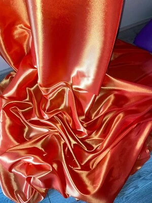 1 METER TWO TONE ORANGE PREMIUM CRISP FEEL TAFFETA BRIDAL FABRIC 58” WIDE - Image 1 of 4