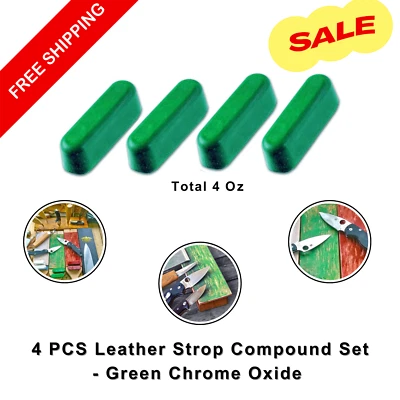 Juego compuesto de correa de cuero, 4 piezas de óxido de cromo verde para afilar y pulir cuchillos Foto 1 de 4
