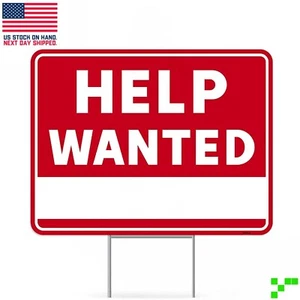 HELP WANTED Sign Heavy Duty Weatherproof Corrugated Plastic Outdoor Metal Stakes - Picture 1 of 4