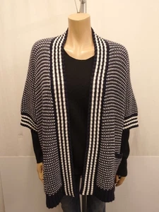 MARC CAIN Strickjacke Gr. N3 38 Cardigan Kurzarm Dunkelblau Naturweiß Wollmix - Bild 1 von 7