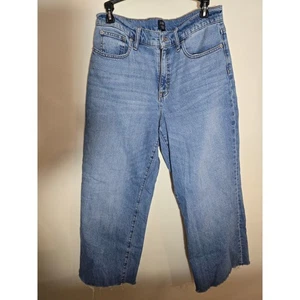 J Crew Wide Leg Crop Jeans Light Wash Raw Hem Distressed Damen Größe 29 - Bild 1 von 10