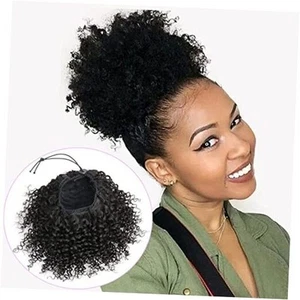 Natural Drawstring Ponytails Real Human Hair for African Black Women Girls - Picture 1 of 7