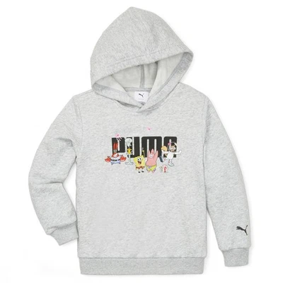 PUMA Sponge Graphic Long Sleeve Hoodie Youth Boys Grey Casual Athletic Outerwear - Image 1 of 2