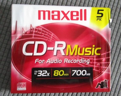 Maxell CD-R Music for Audio Recording 32X 80Min 700MB (5 Pack) - Image 1 of 2