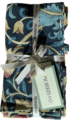 William Morris & Co~LODDEN~AZUL OSCURO~8 SERVILLETAS DE CENA~Floral~100% algodón~NUEVO CON ETIQUETAS~ Foto 1 de 4