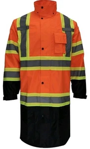 TS-RC-CLA3-TOR88 Class 3 Rainwear Reflective Hi-Viz Black Bottom Long Rain Coat - Bild 1 von 5