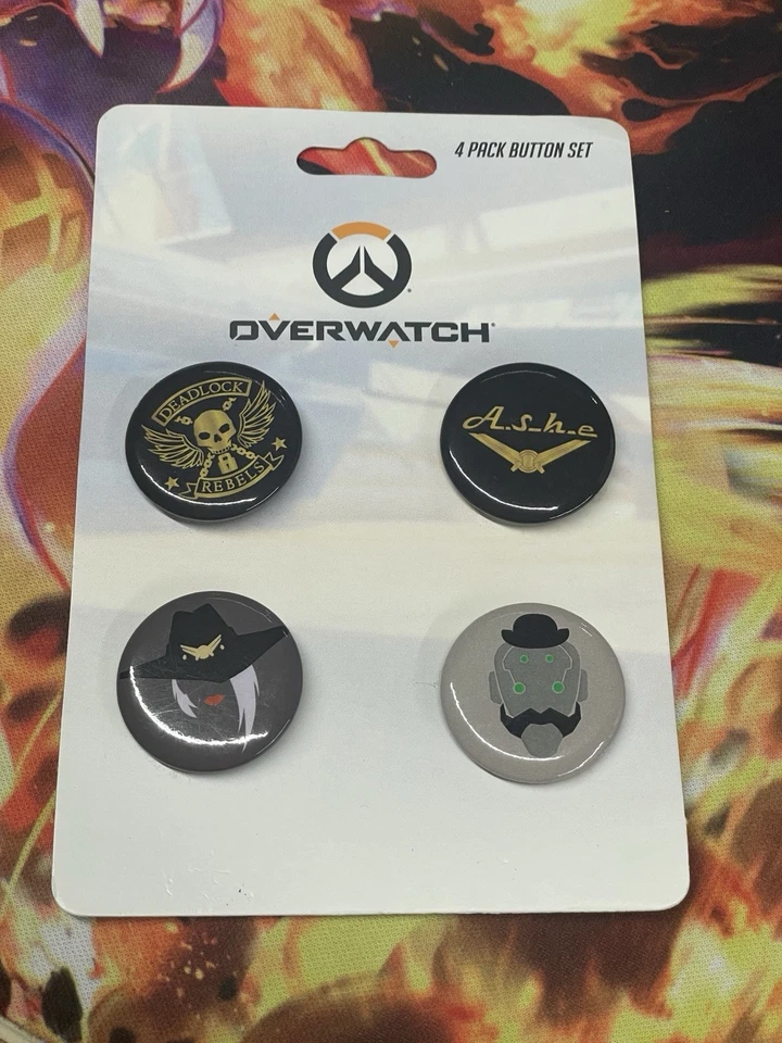 Loungefly Overwatch Deadlock Rebels Ashe 4 Pack Button Set NEW  - Image 1 of 1