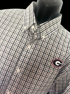 Georgia Bulldogs Shirt XXL Button Up Black Gray Check Long Sleeve Football NWT - Picture 1 of 10