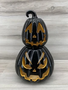 "Candelabro Ashland negro apilado calabaza Halloween Jack O linternas 11""" - Imagen 1 de 6