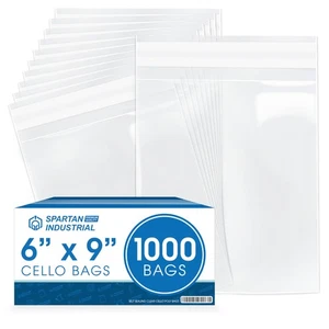 6" X 9" (1000 Count) Resealable Adhesive Crystal Clear Cello Poly Bags for Packa - Picture 1 of 7