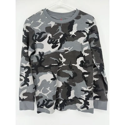 Air Jordan Gray Camouflage Long Sleeve Waffle Knit Shirt Kids XL 13 15 - Image 1 of 3