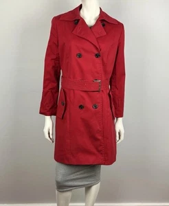 Brown Sugar Size 10 Trench Coat Jacket Double Breast Red Pockets Long Sleeve - Bild 1 von 13