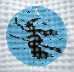 Needlepoint Canvas 4" Midnight Flight 18ct. Handpainted FREE Shipping - Picture 1 of 1