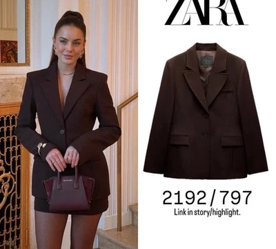ZARA NEW WOMAN SS25 PEPLUM BLAZER ZW COLLECTION JACKET BROWN Size XS Ref2192/797 - Image 1 of 4