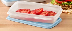 Tupperware Snack Stor Slim Deli Keeper Clear Container w/ Light Blue Seal New - Picture 1 of 2