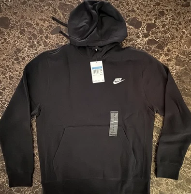 AUTÉNTICO Nike Para Hombre Ropa Deportiva Club Polar Pullover Sudadera con Capucha NEGRO MEDIANO Foto 1 de 4