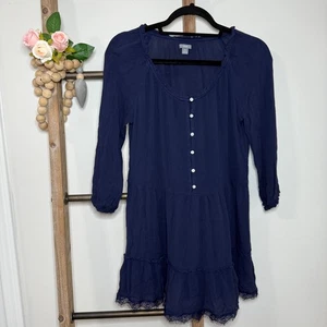 Aerie blaues Langarm Bauern Minikleid Größe XL - Bild 1 von 10