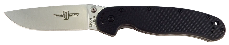 Ontario Knives RAT 1 Liner Lock 8848 AUS-8 Steel Black Nylon 6 - Image 1 of 1