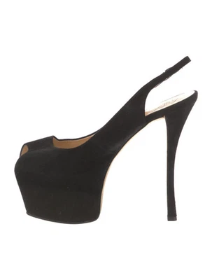 Zapatos de salón GIUSEPPE ZANOTTI de gamuza negros peep-toes plataforma con cordones talla 9 IT 39 buenos Foto 1 de 4