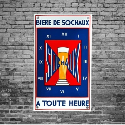 Plaque émaillée BIERE de Sochaux boissons bar brasserie enamel sign emailschild - Photo 1/4