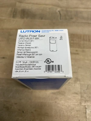 **NEW** Lutron LRF2-VKLB-P-WH Corner Mount Infrared Wireless VACANCY Sensor 3V - Image 1 of 4