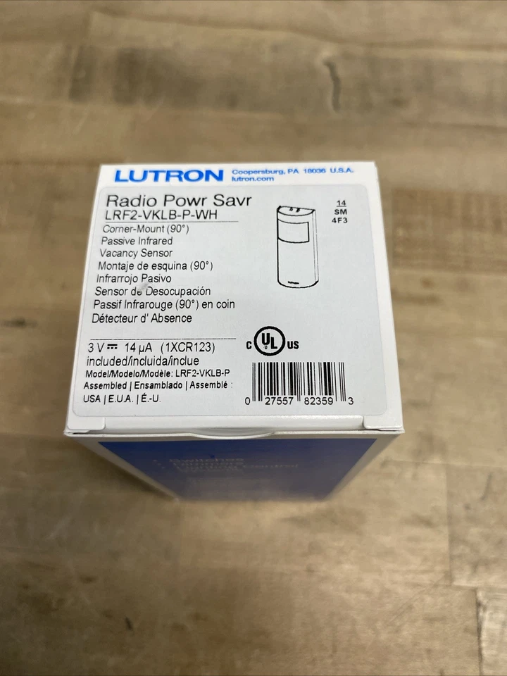 **NEW** Lutron LRF2-VKLB-P-WH Corner Mount Infrared Wireless VACANCY Sensor 3V - Image 1 of 4