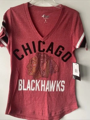 Новый с Ярлыками женский размер маленький Chicago Blackhawks красный v-образным вырезом короткий рукав футболка - Изображение 1 из 4
