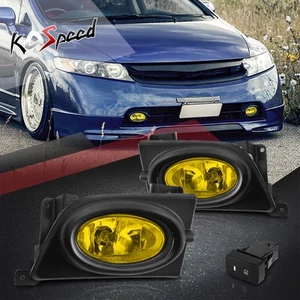 Amber Lens Front Bumper Driving Fog Lights w/Switch for 06-08 Honda Civic 4Dr - Picture 1 of 8