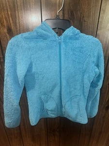 Girls Faded Glory Turquoise Zip Up Fleece Hoodie Size L 10/12 - Picture 1 of 9