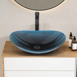 ELECWISH Fregadero de Baño Vidrio Templado Moderno Artístico Lavabo Cuenco Contador - Imagen 1 de 45
