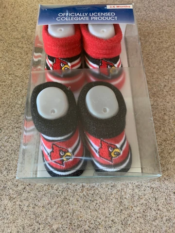 University of Louisville 3-6 Months Baby Booties / Socks / Shoes. UofL 2-Pack Cover