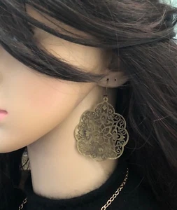 2 pairs Antique fashion filigree drop earrings, trendy bohemian style earrings - Picture 1 of 2