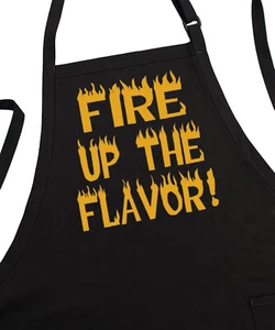 Delantal de barbacoa negro CoolAprons encender el sabor, dos bolsillos, totalmente ajustable - Imagen 1 de 5