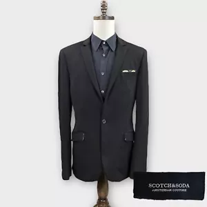 Blazer Scotch & Soda Para Hombres Extra Grande Negro Calce Ajustado Elastizado Un Botón Chaqueta - Imagen 1 de 11
