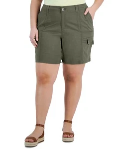 Style & Co Plus Size Comfort-Waist Cargo Shorts Olive Sprig SZ 20W - Picture 1 of 3