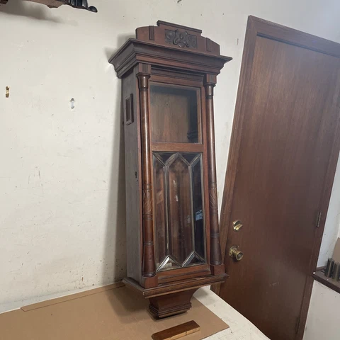 Antique Gustav Becker 3 Weight Vienna Regulator Wall Clock Case Cabinet Parts Cover