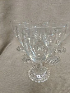 6 Anchor Hocking Bubble Foot Clear Water Goblets - Picture 1 of 4