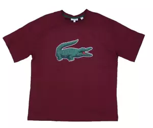 Lacoste Graphic Print Crocodile Cotton T-Shirt Maroon Short Sleeve Boys 14 Years - Picture 1 of 7