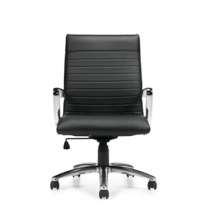 Offices to Go OTG11730B Luxhide Mid-Back Executive Office Chair w Fixed Arms - Picture 1 of 3