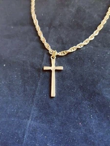 Collana Vintage Catena Piccola Croce Giallo Brillante GP Ciondolo 22" (13353) - Foto 1 di 4