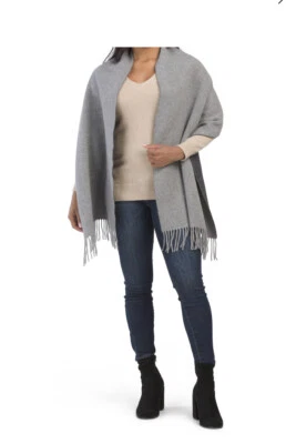 "Bufanda de lana y cachemir hecha en Italia gris 20"" W x 79"" L" Foto 1 de 4